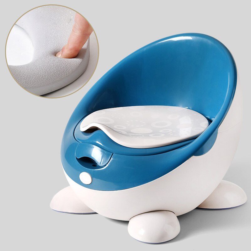 Children's toilet toilet cute baby urinal potty boy and girl child infant 1-6 years old baby large toilet for free potty brush: Blue PU