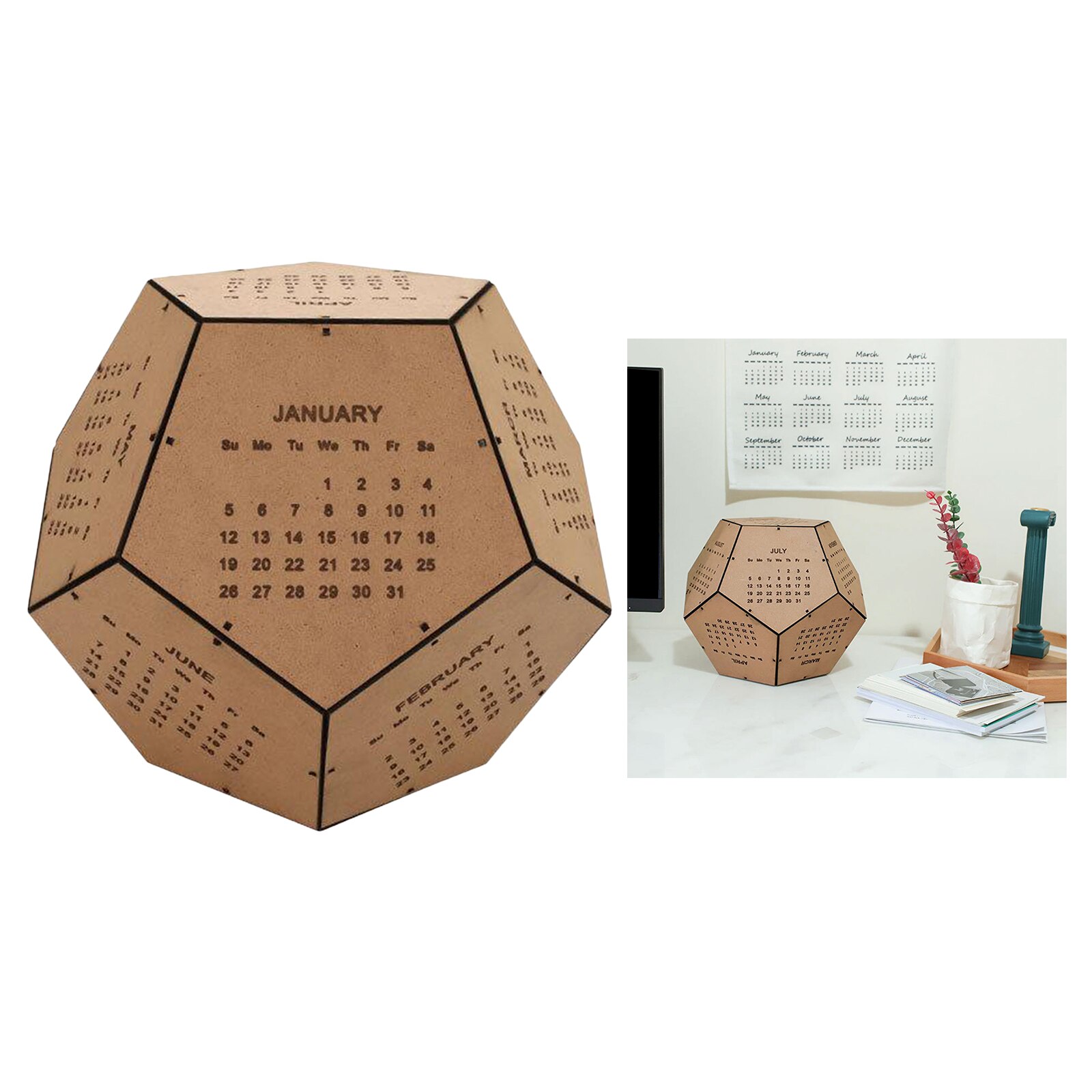 Geometrische Houten Tafel Art Puzzel Kalender Diy Set Maand Datum Display Home Office Handwerk Decor Rustieke Ornamenten