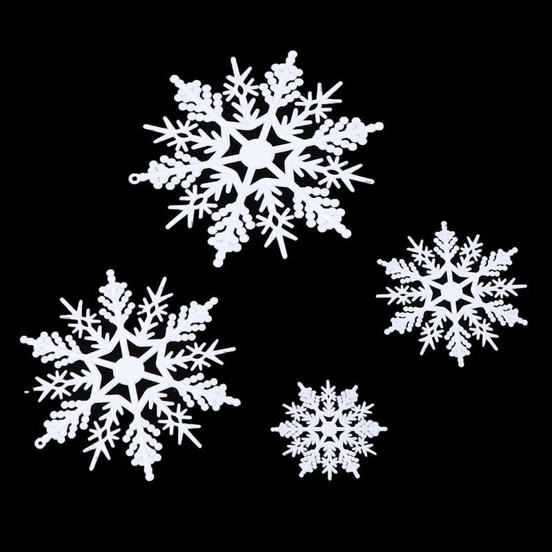 10pcs/set 12 Petals Plastic White Snowflake Flakes Christmas Venue Decoration 3 Size