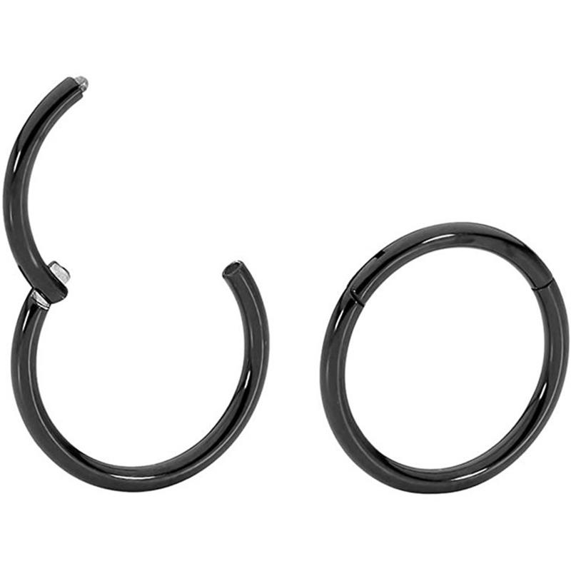 6/8/10mm Nose Ring Hinged Clicker Segment Nose Rings Helix Cartilage Septum Hoop Surgical Stainless Steel Seamless Earrings