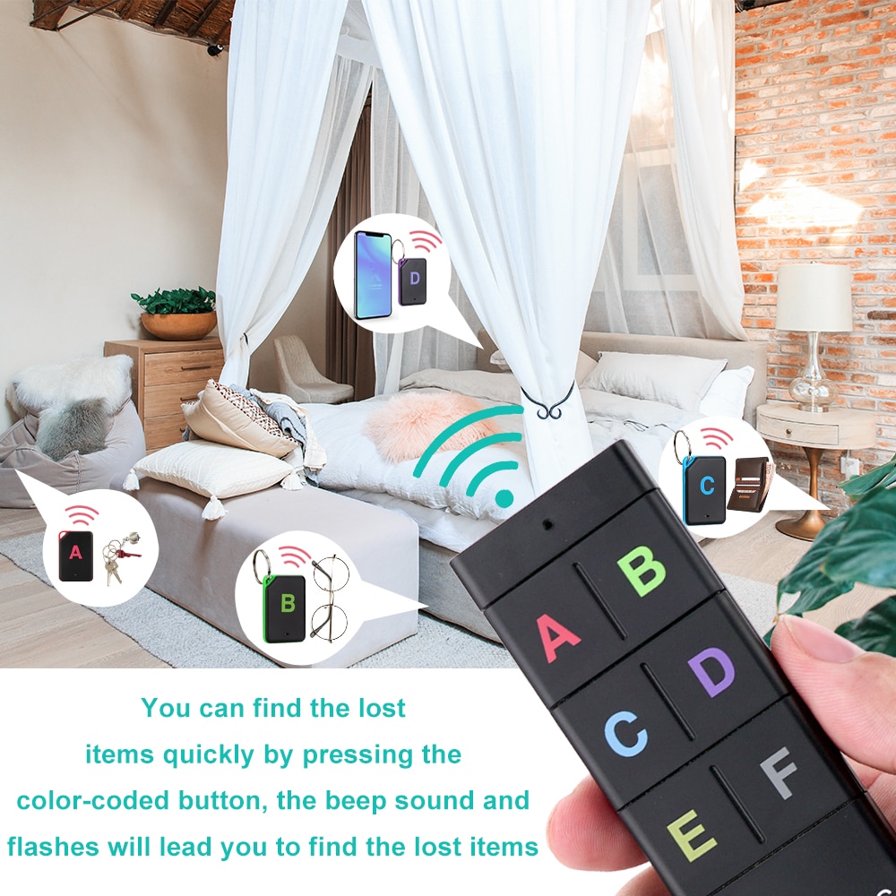 Retekess TH104 Wireless Key Finder Rf Key Locator Huisdier Tracker Portemonnee Tracker Afstandsbediening 1 Rf Zender 6 Ontvanger