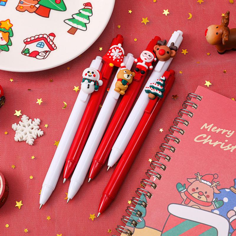 Christmas Gel Pen Neutral Pen Stationery Students Pen Black Pen School Supplies Christmas Ornaments For Home Navidad: 6pcs
