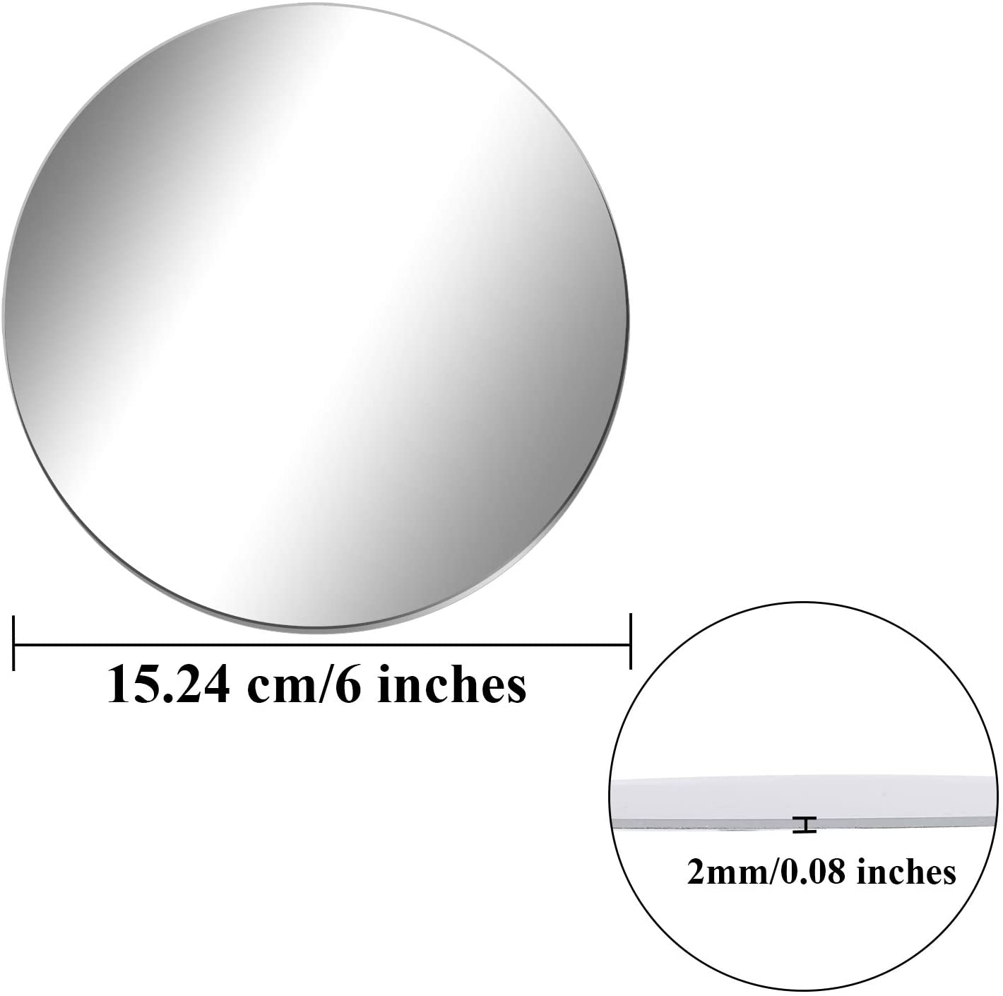 Round Wall Mirror for Wedding Decorations Decor Candle Tray Plate for Baby Shower Parties 2mm thickness 100mm 200mm 300mm
