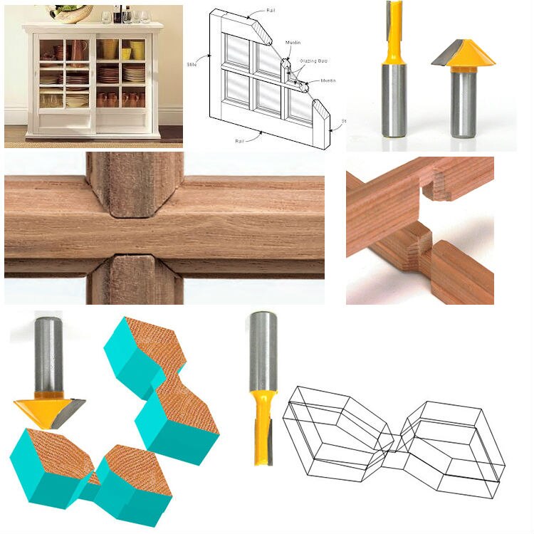 2 pc 1/2" SH Window grill Muntin/Mullion Cutter Router Bit Set woodworking cutter Tenon Cutter for Woodworking Tools
