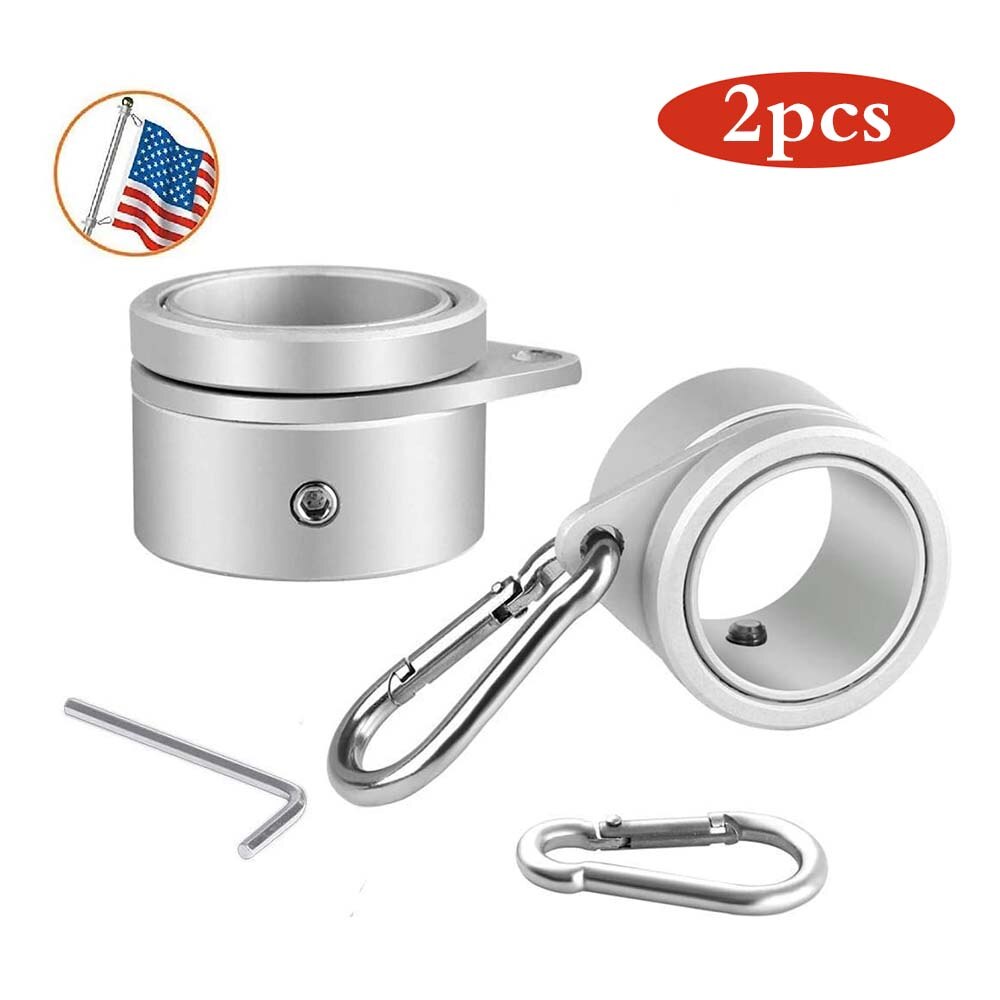 Aluminum Alloy Flagpole Clamp Rotating Flag Ring Collar Metal Buckle Accessories Anti-winding Carabiner Clip Anti Wrap Rings