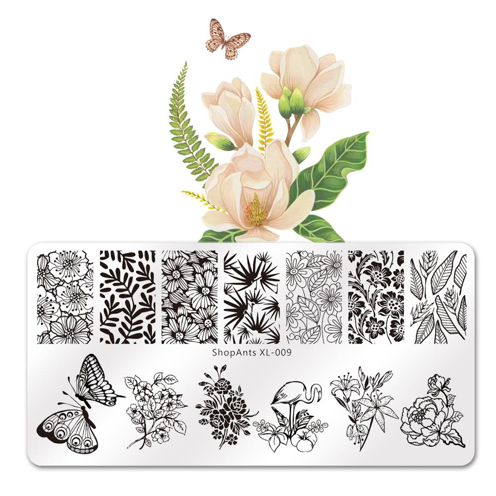 Acier inoxydable Nail Art estampage plaques papillon laisser fleurs plantes impression Image pochoir ongles estampage modèle ongles moule