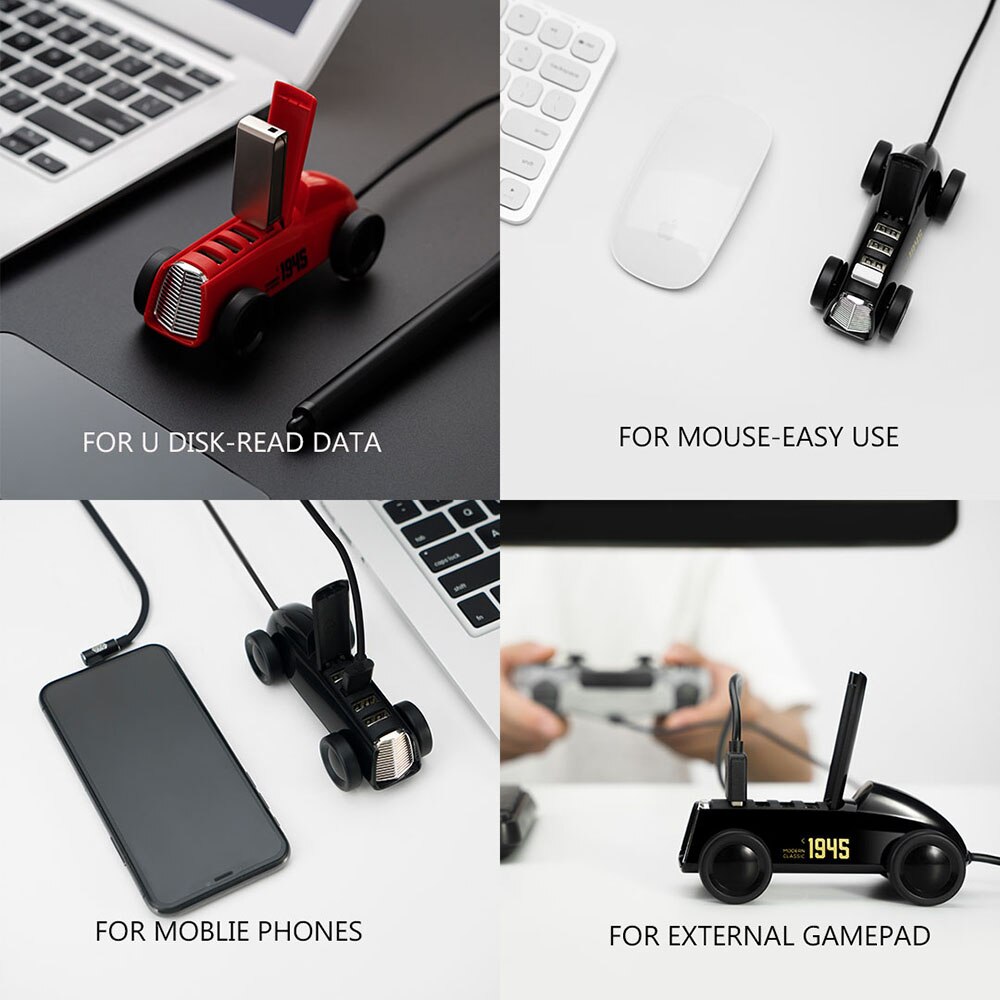 Divisor de cubo para coche Xiaomi Bcase, Vintage USB 2,0, adaptador expansor USB para teléfono/U Disk/ratón inalámbrico/carga USB
