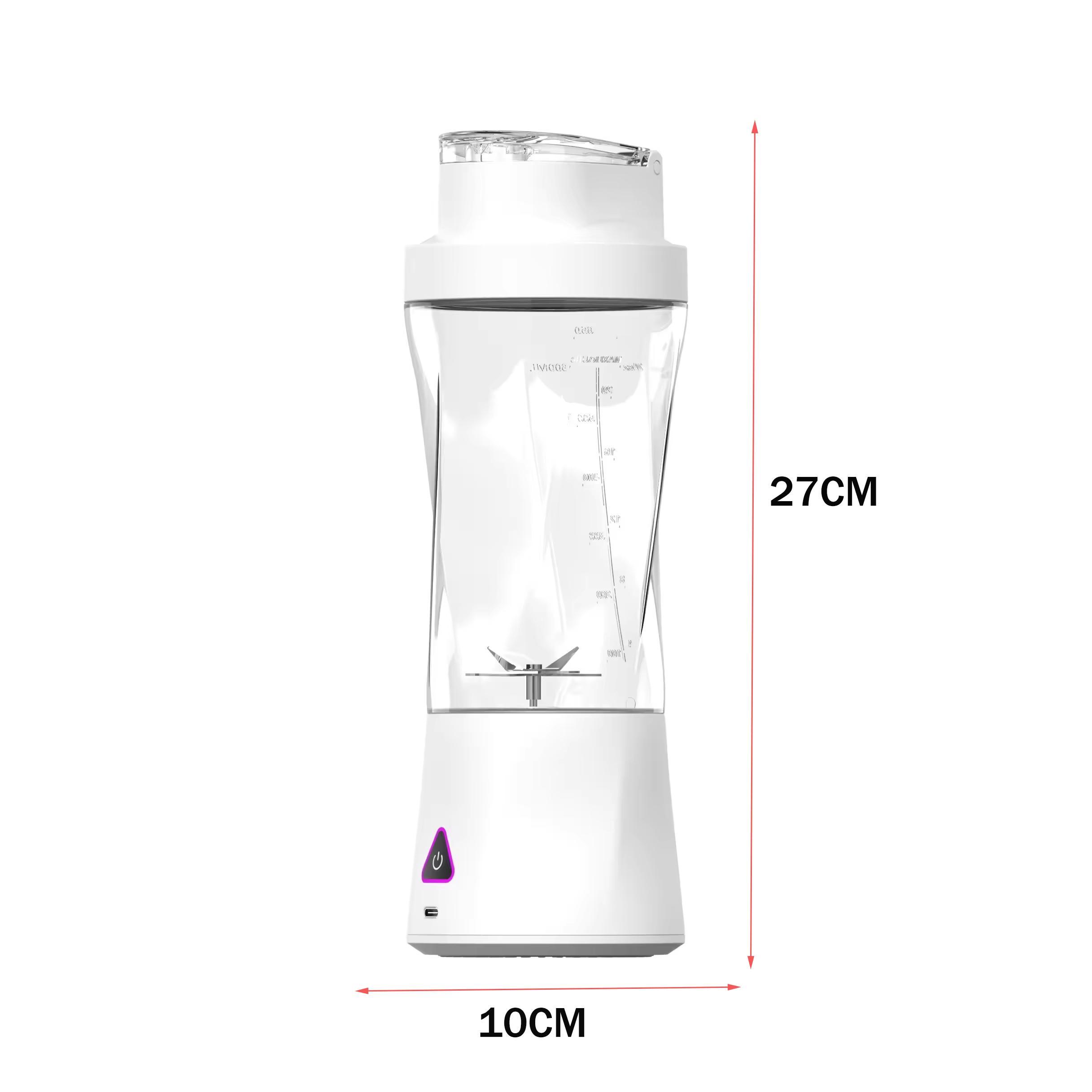 Licuadora portátil Mini licuadora autolimpiante inalámbrica con tapa Mini licuadora de viaje silenciosa con cuchillas de acero inoxidable Carga USB: Blanco
