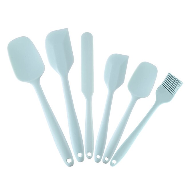 6 Stks/set Roze Siliconen Bakken Hulpmiddel Sets Spatel Olie Borstel Keukengerei Keukengerei Bakvormen: Powder Blue 6pcs