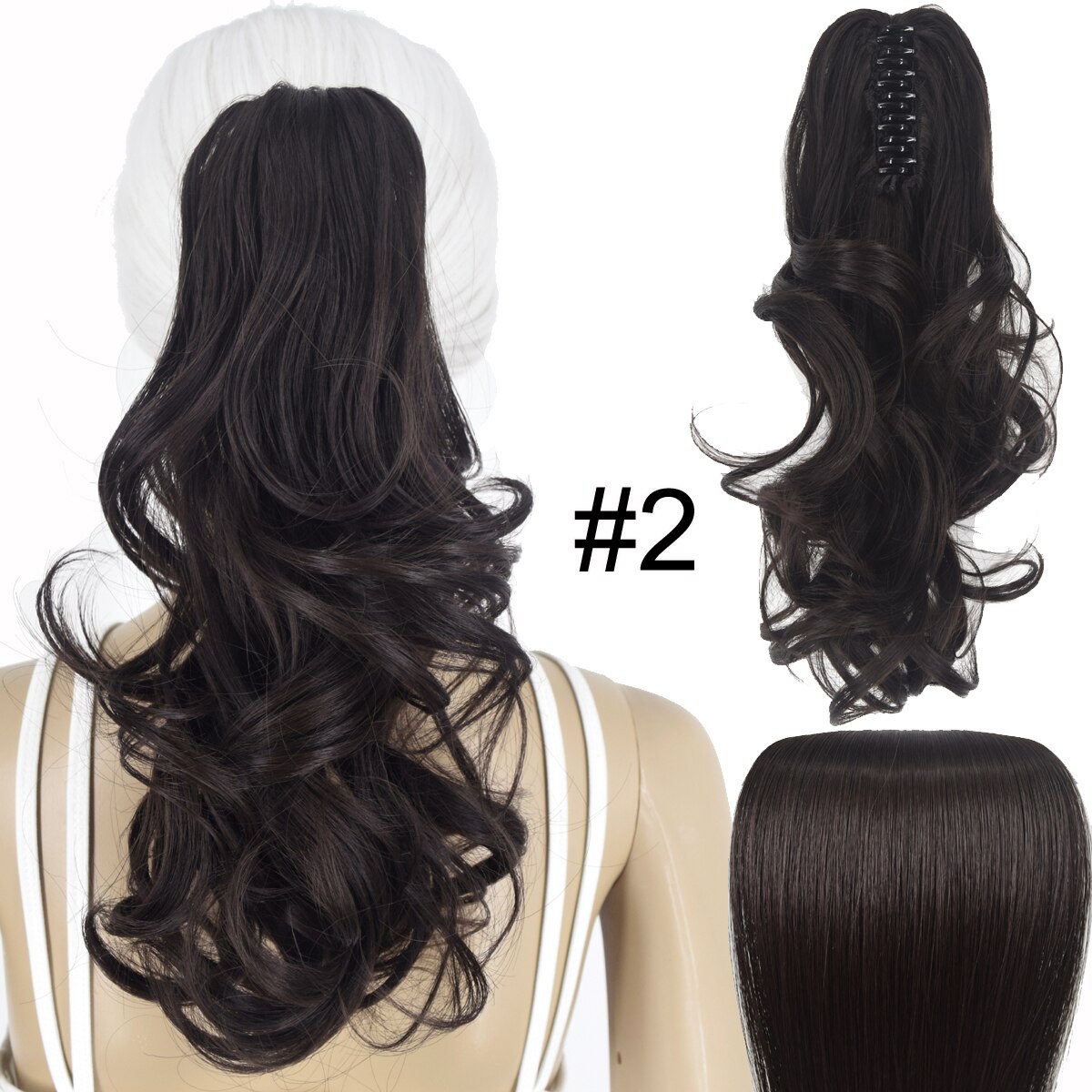 Topreety Hittebestendige Synthetische Haar 90gr 14 "35 Cm Golvend Claw Clip In/Op Paardenstaart Hair Extensions CP-222: 2