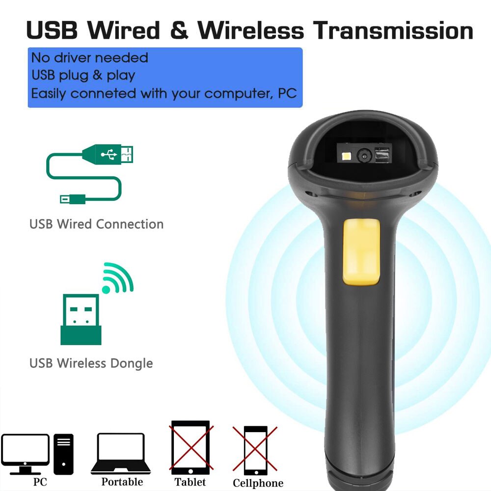 Holyhah Handheld Barcode Scanner 2.4G Draadloze Usb Bedrade 1D 2D Qr PDF417 Bar Code Voor Inventaris Pos Terminal A30D