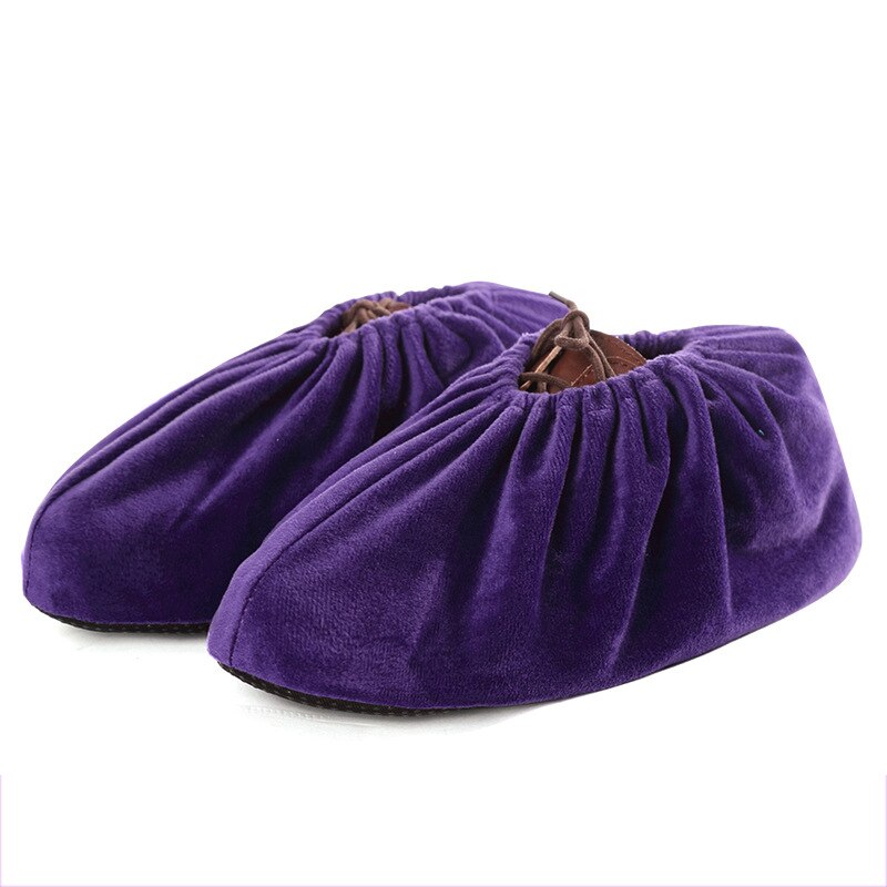 Flannel Shoes Covers Boot Slip-on Washable Shoe Covers Elasticity Reusable Dust-proof Portable Overshoes Shoes Accessories: dark purple