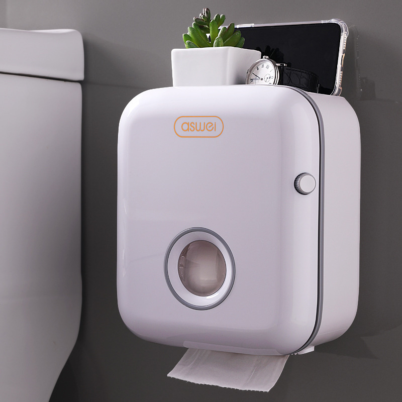 Wall Mounted Toilet Paper Dispenser Waterproof Tissue Box Toilet Paper Holder Storage Box Organizer Wc Bathroom Accessories: silver