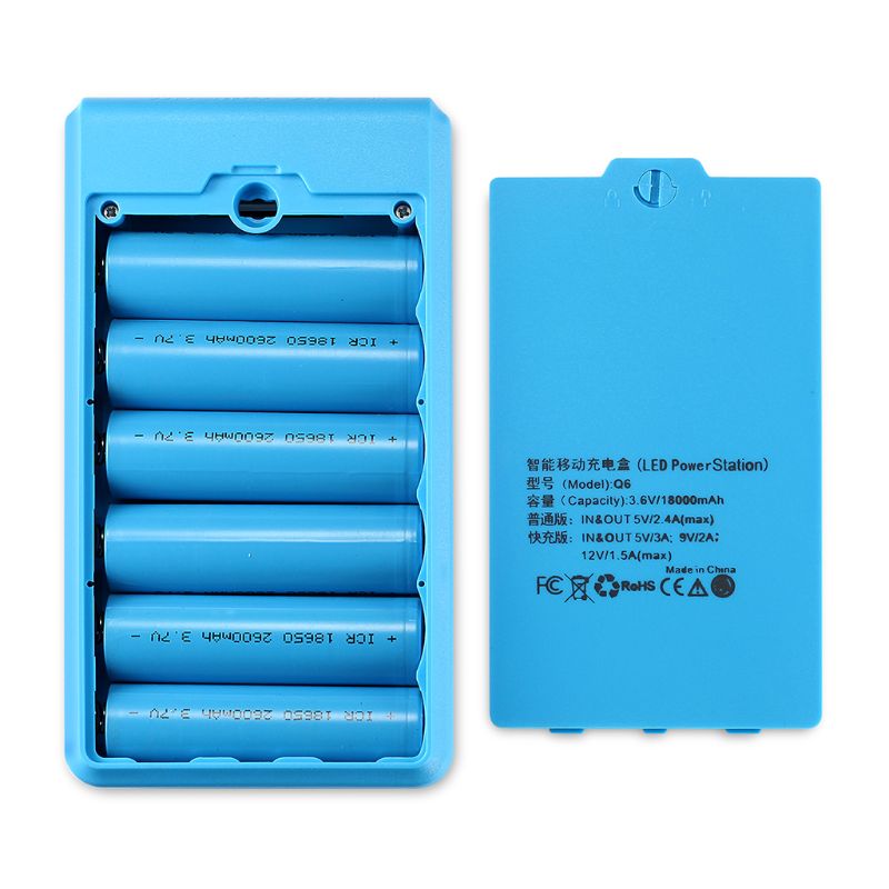 QC3.0 PD 6x18650 Battery Case DIY Power Bank Shell Battery Charge Storage Box 95AF