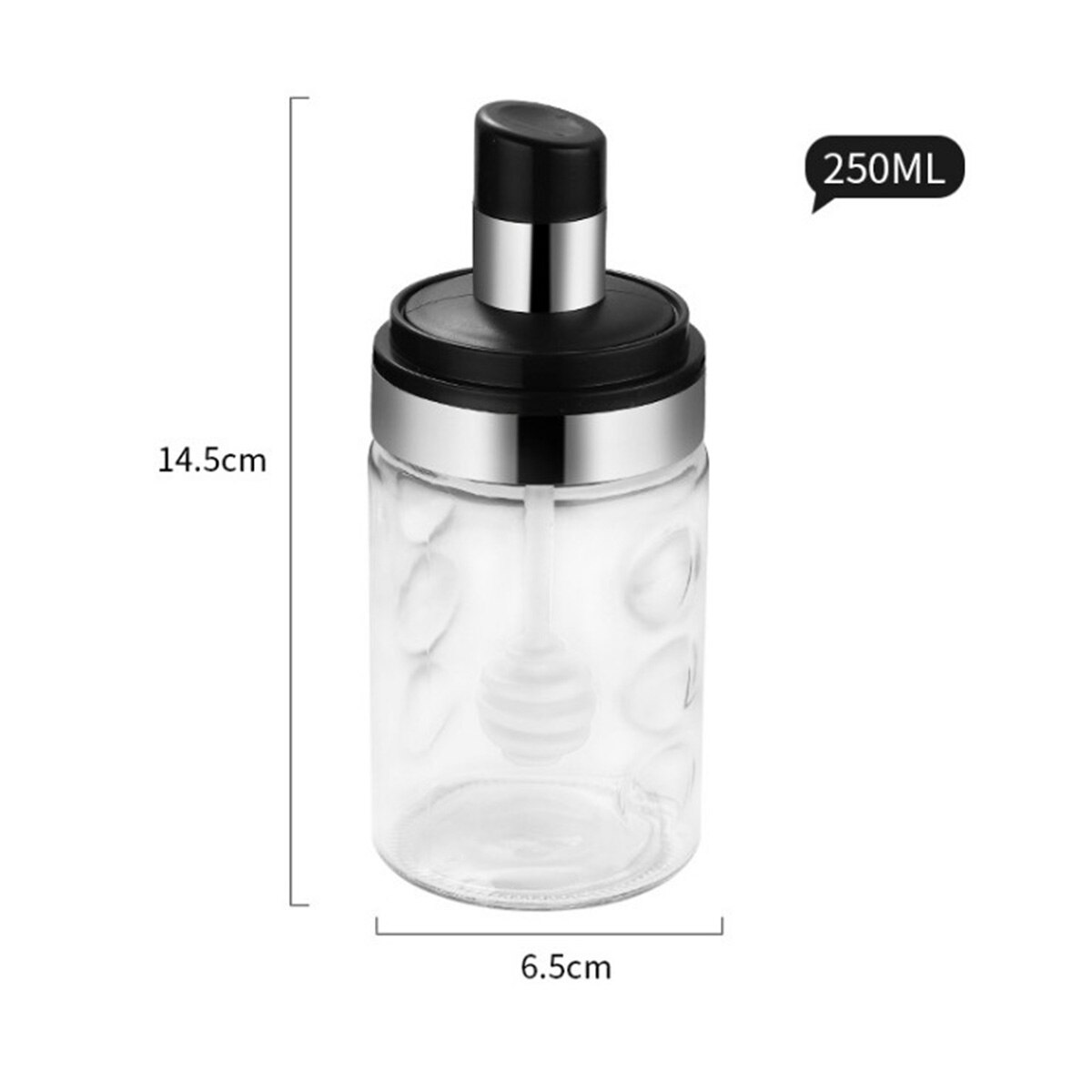 1pc Glass Airtight Jar Spice Containers Bottle Condiment Salt Pepper Seasoning Storage Bottle Spice Jars Pot with Spoon Lid: Honey stick