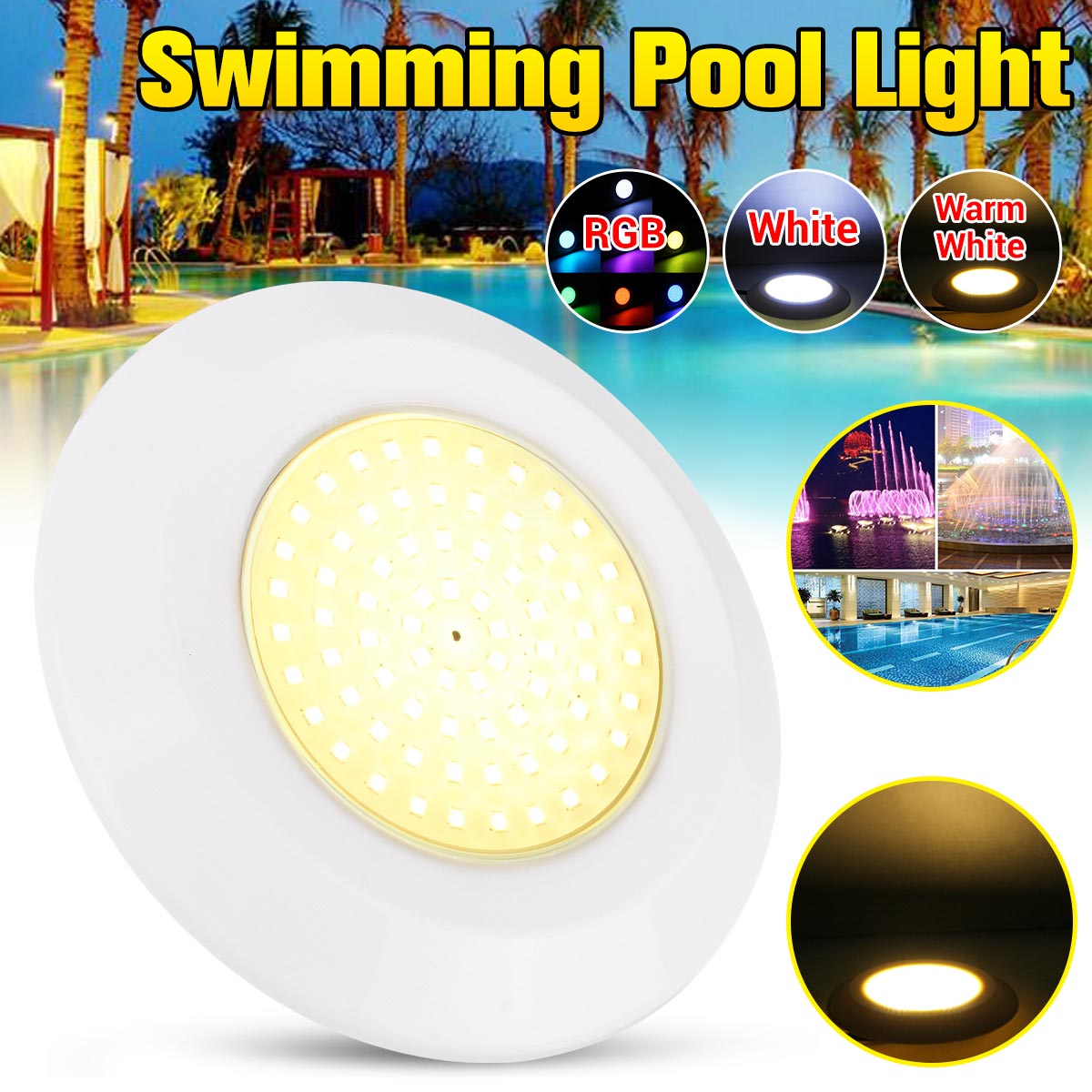 9w 72 led onderwater zwembadlamp spa vijverlamp  dc12v ip68 waterdichte rgb met controller wit warm wit