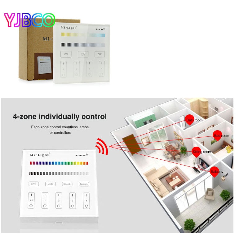 B1/B2/B3/B4 2.4G 4-Zone Smart LED Touch Panel Remote Controller led Brightness Dimmer for RGB/RGBW/CCT/RGB+CCT led strip light