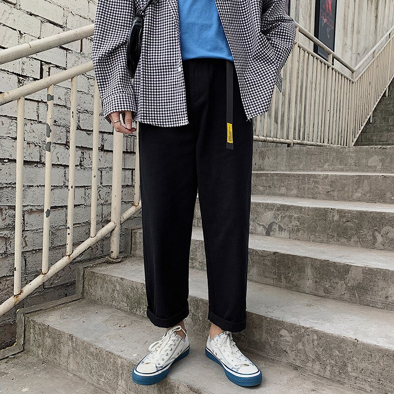 Cool herre stil løse store ben lige student jeans bukser point far brede ben casual bukser