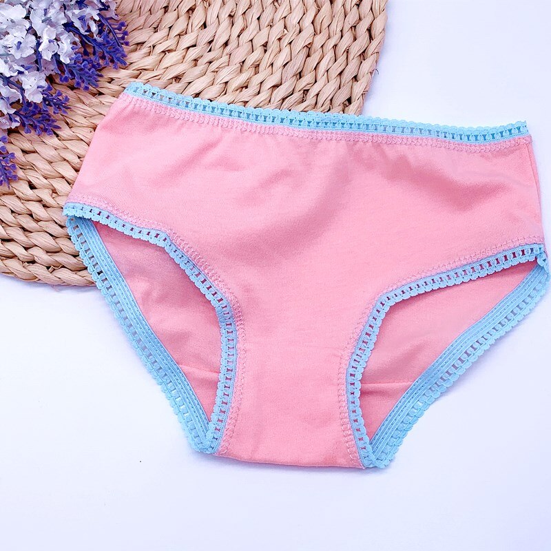 12Pcs/Lot Random Color Girls Solid Briefs Panties Kids Underwear Girls Cotton Panties 1-12years