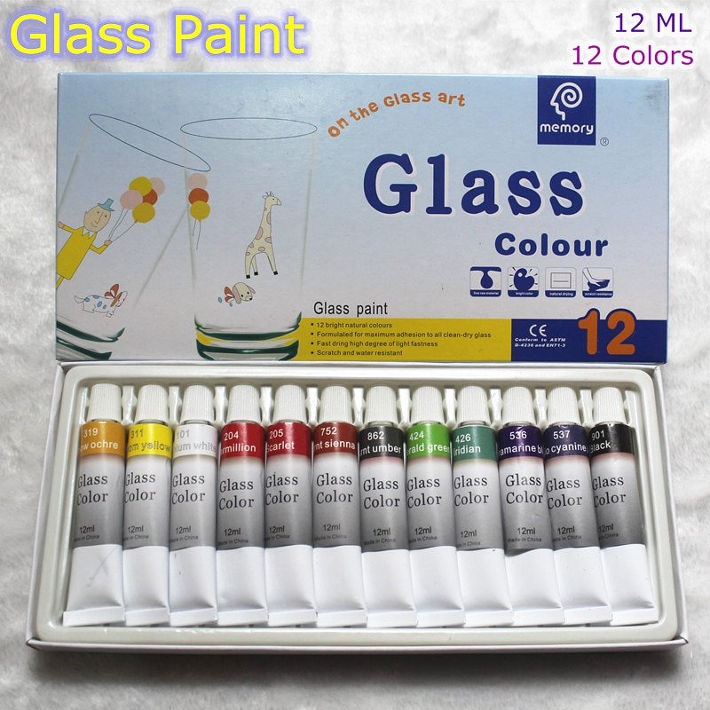 Glas Verf Kleur Acryl Verf Handgeschilderde Pigmenten 12 Kleuren 12ML Kleur Set