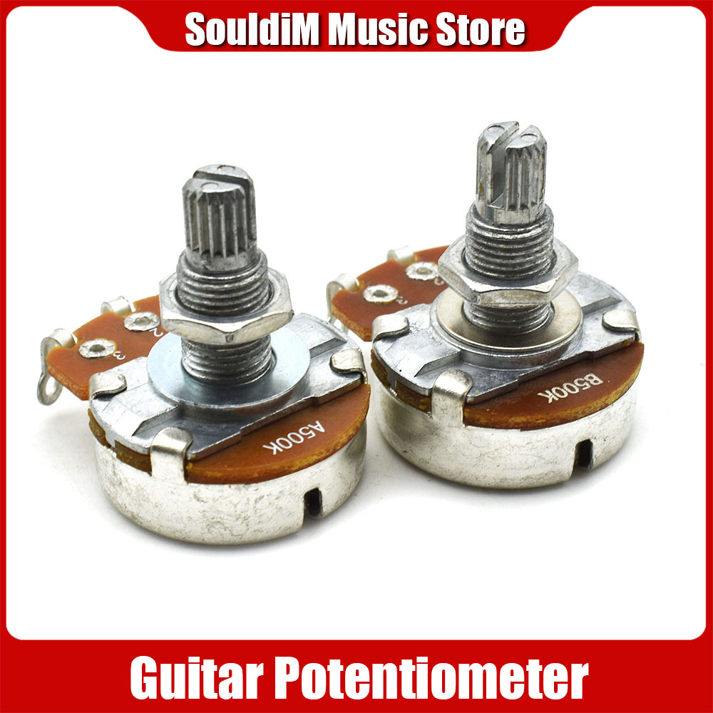 2pcs A500K/B500K/A250K/B250K Big Potentiometer Splined Pot Electric Guitar Bass Effect Amp Tone Volume 18mm Shaft Parts