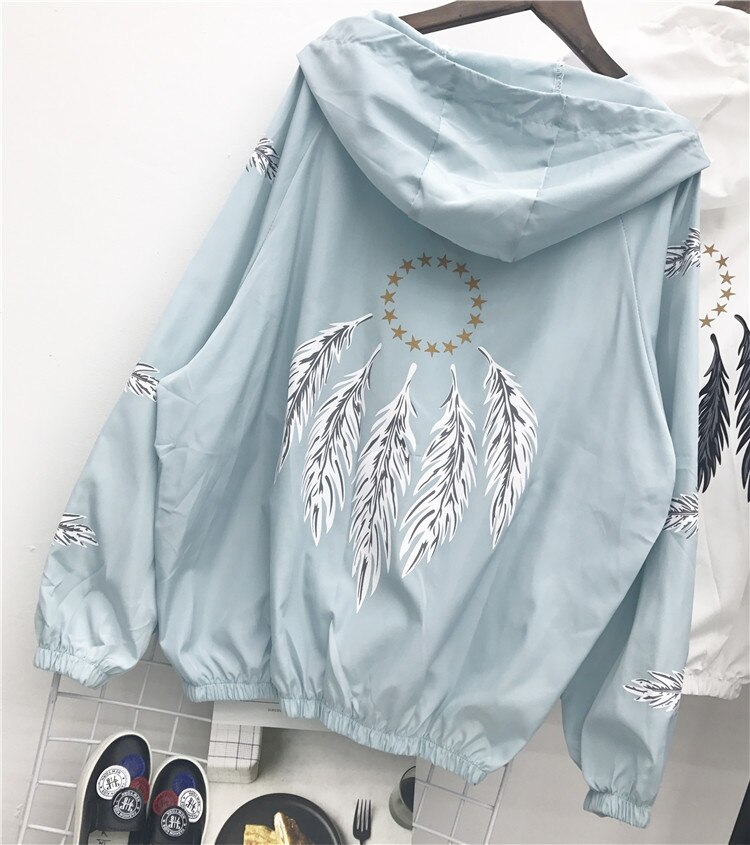 Harajuku Autumn Women Bomber jacket Women Coat Summer Thin Sunproof Long Sleeve Zipper Top Coat Biker Casual Jacket Outwear