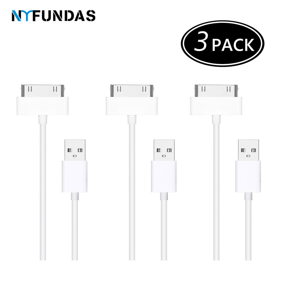 NYFundas 3PCS cable de carga de datos usb para iphone 4 4s ipod nano ipad 2 3 iphone4s 30pin 1m cable de carga usb cable kabel cargador