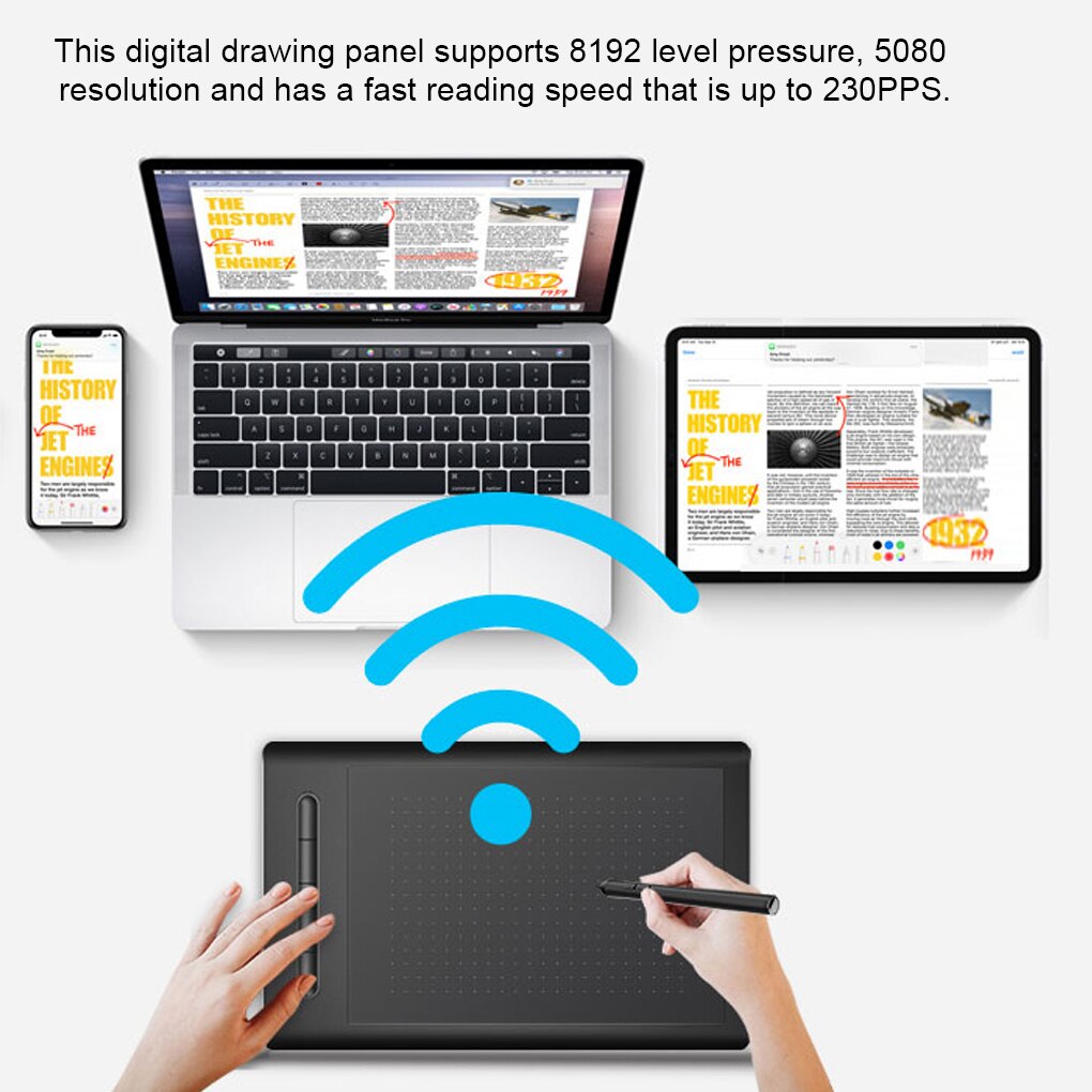 Vson Drawing Board Handwriting Pad Kids Portable 8192 Levels Pressure Electronic Graphic Tablet Desktop PC Supplies