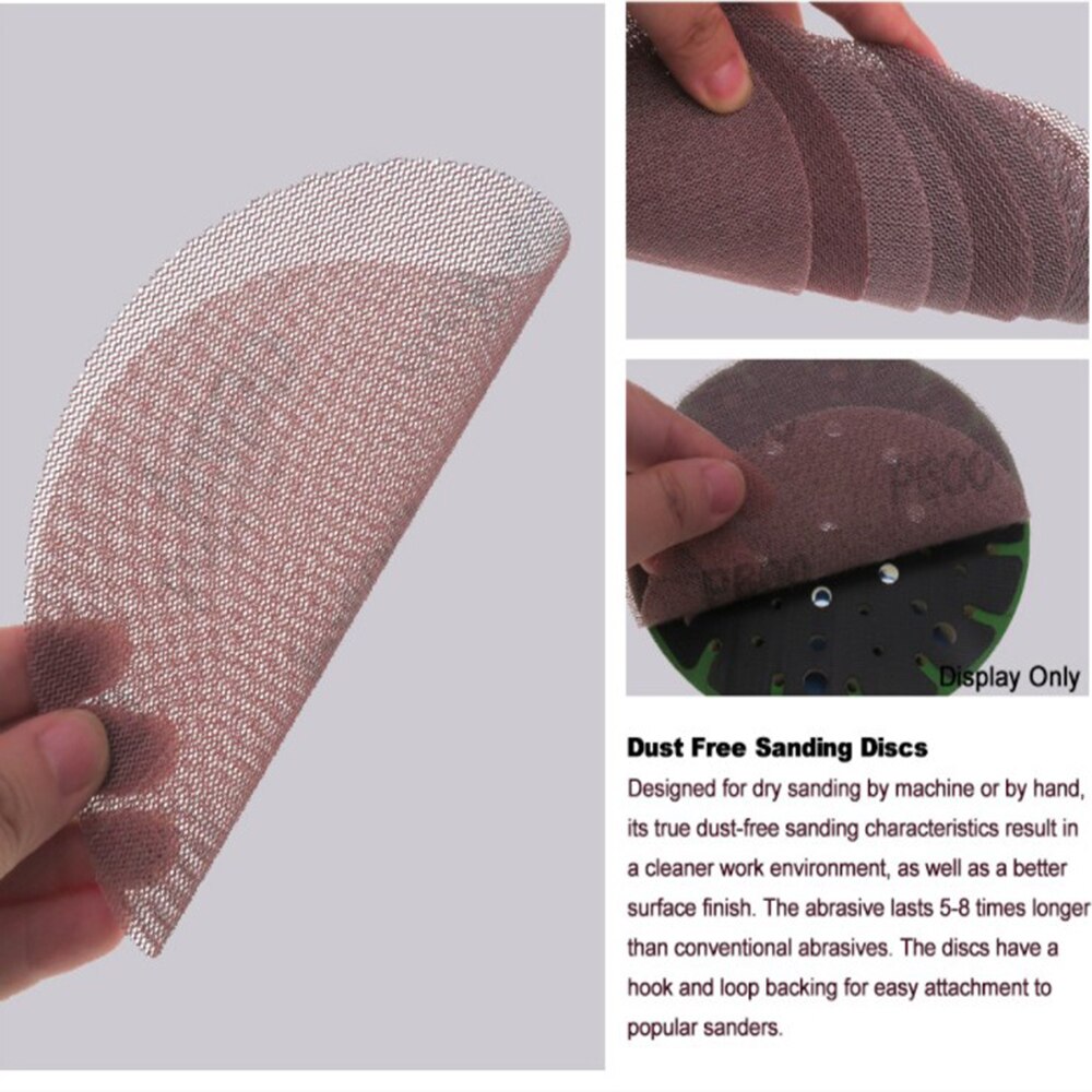 Mesh Sanding Discs 5inch/6inch Hook & Loop Abrasive Pad Dust Free Disc Anti-Blocking Sharp Grinding Sandpaper Woodworking Tools