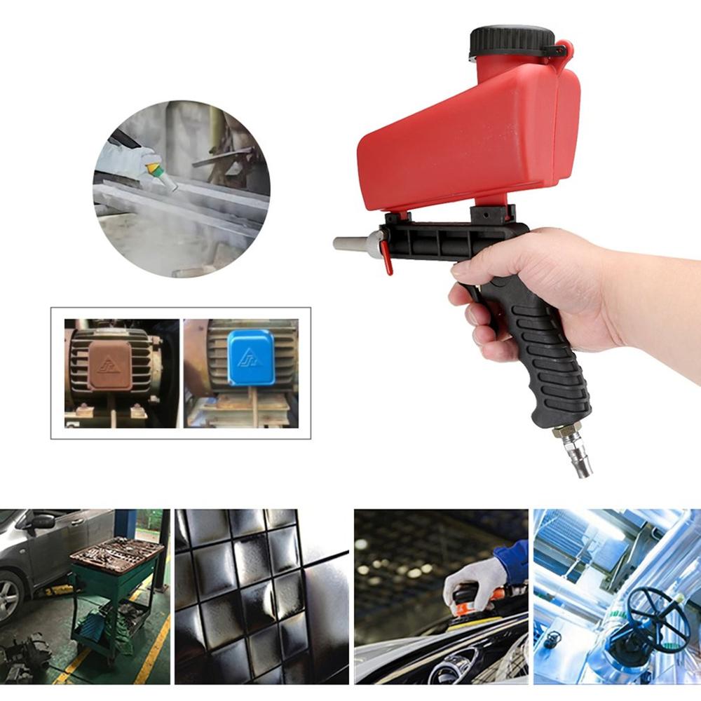 90PSI Portable Gravity Sandblasting Gun Pneumatic Small Sand Blasting Machine Adjustable Rust Blasting Device Set