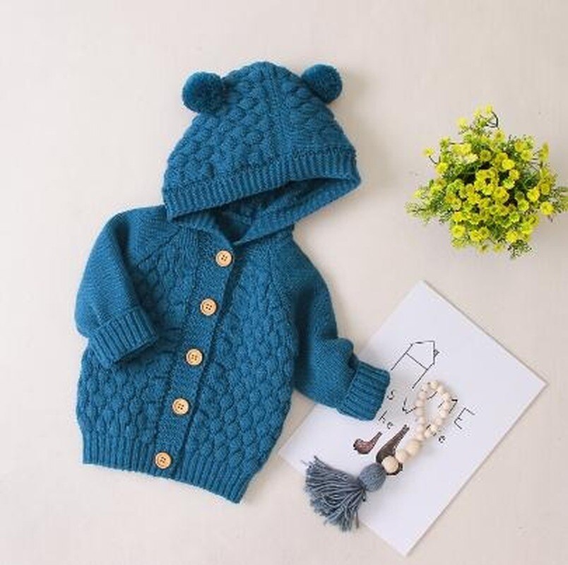 0-24M Baby Boy Sweater Kids Hooded Peuter Gebreide Tops Meisje Warme Jas Kid Bovenkleding Herfst Winter Jassen