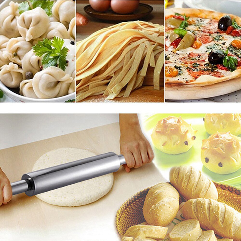 Stainless Steel Rolling Pin Non-Stick Pastry Dough Roller Bakeware Pizza Noodles Cookie Pie Making Baking Tools Kitchen Utensil