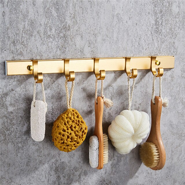 Bathroom Accessories Set Towel Rack Toilet Brush Holder Bathroom shelves Robe Hook Aluminum Bath Hardware: robe Hook