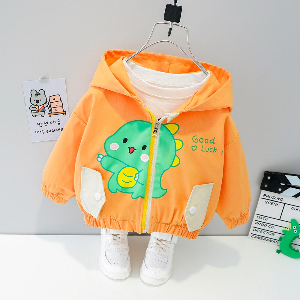 Printemps bébé filles dessin animé dinosaure à manches longues vestes à capuche enfants enfants fermeture éclair Cardigans vêtements d'extérieur décontracté garçons manteaux Casaco