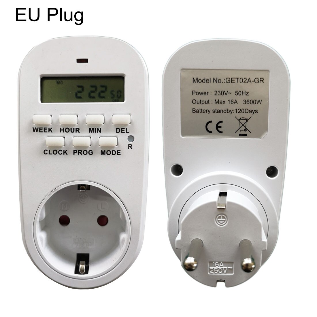 EU /US/ UK Plug Smart Power Socket Digital Timer Switch Energy Saving Adjustable Programmable Setting of Clock/ On/ Off Time