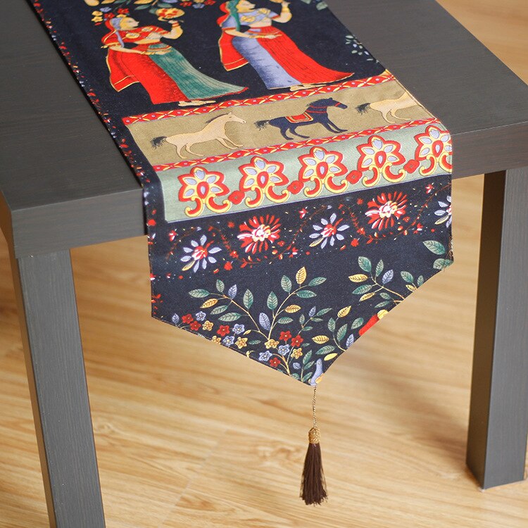 Thai style table runner southeast Asian tea mat cotton linen tea mat home dining runner bed runner cabinet cover