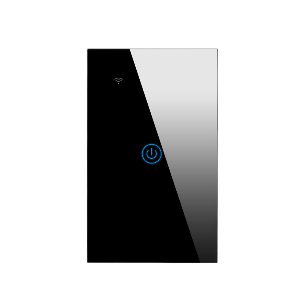 Apple HomeKit-interruptor inteligente de Sensor táctil LED, inalámbrico, WiFi, AC100V-240V, Blanco/NEGRO, 1 gang/2 gang Need Neutral Line, estándar de EE. UU.: 1 gang Black
