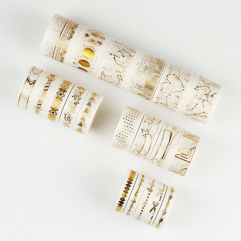20 stijl Goud Foliedruk Rose/Liefde Pijl/Sterren/Frame/Kant Japanse Washi Decoratieve Zelfklevende Masking papier Tape DIY Craft