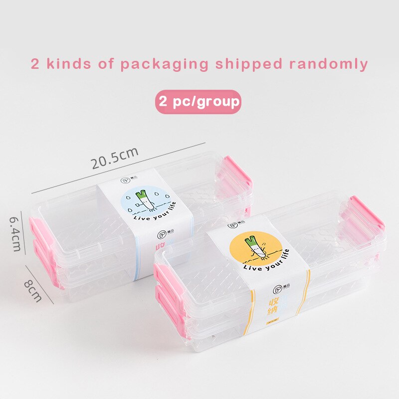 Mini simple style Japanese paper tape storage box transparent sealed storage box stationery small objects kawaii storage box: 2 per group-pink-C
