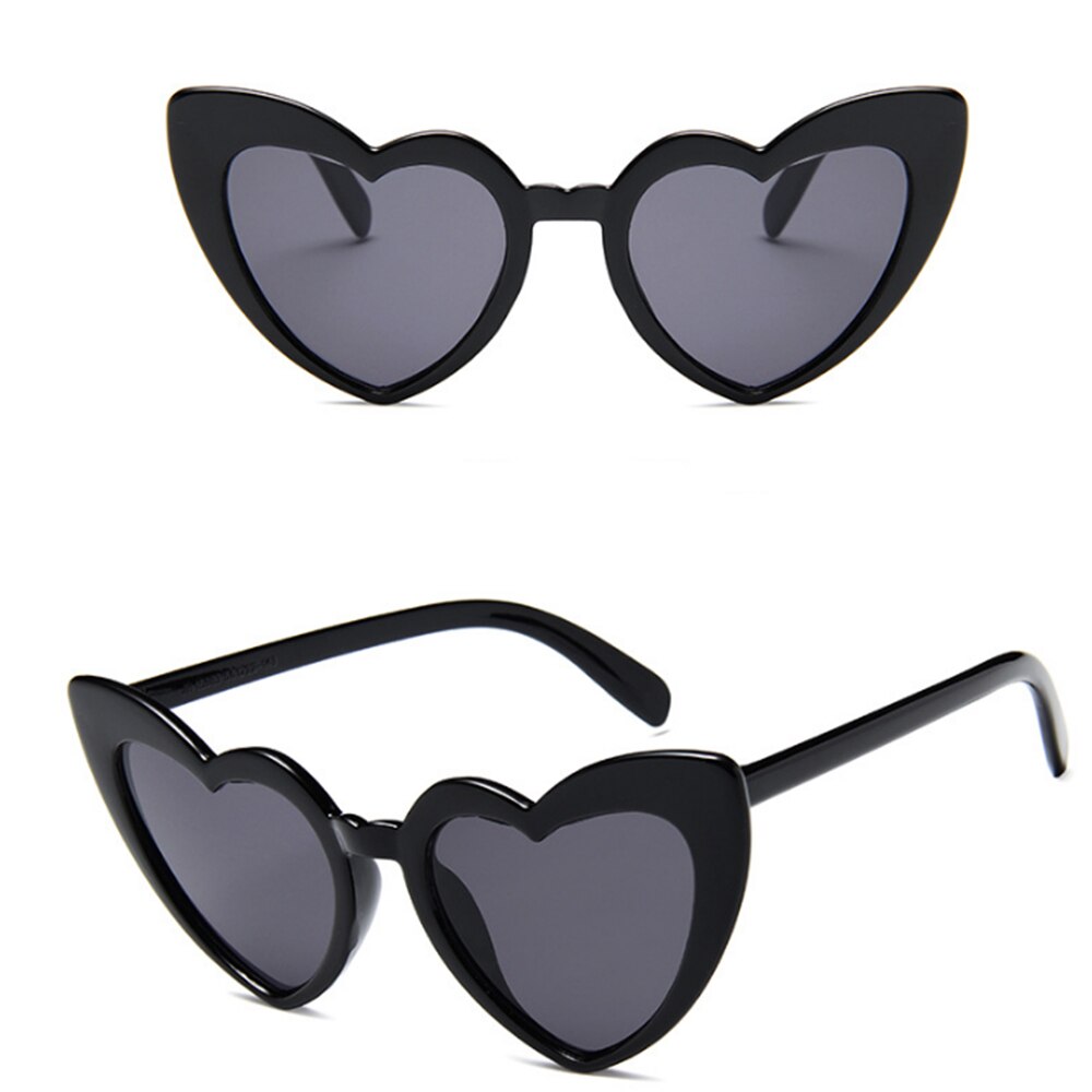 Hjerte solbriller kvinder mærke cat eye solbriller retro kærlighed hjerteformede briller solbriller  uv400 rejsetilbehør: Sort
