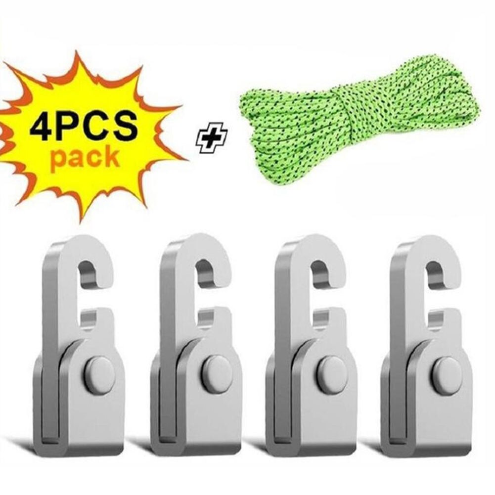 4 Teile/beutel Automatische Schloss Haken Mini Multi-zweck Keine Knoten Haken Camping Zelt Haken Keine Knoten Automatische sperren Camping ausrügestochen
