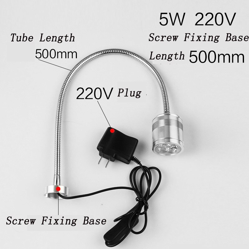 Led Machine Light Small Machine Working Lamps Metal Hose Freely Bend Lamps 12V/24V/220V High Brightness For Machining Center: F