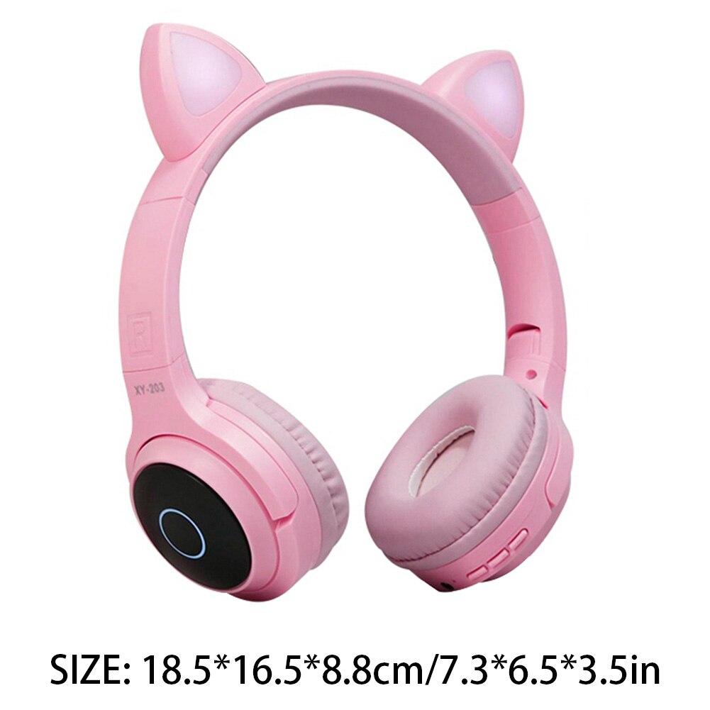LED Cat Ear Light Bluetooth 5.0 Headset 3.5mm Young People Noise Cancelling Gaming Headphones for Laptop Smart Phone