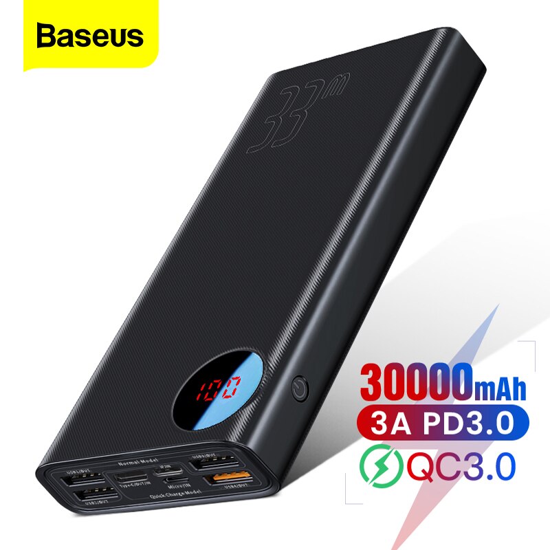Baseus Quick Charge 3.0 30000 Mah Power Bank Type C Pd 30000 Mah Powerbank Draagbare Externe Batterij Oplader Voor Iphone xiaomi Mi