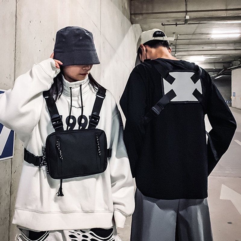 Heren hiphop borsttas dames street borsttas industriële trend coole mannen en vrouwen borsttas vesttas