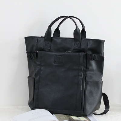 Dames Rugzakken PU Leer Reizen Heren Rugzak grote capaciteit Schooltassen Vrouwelijke grote bakken student laptoptassen rugzak: Black