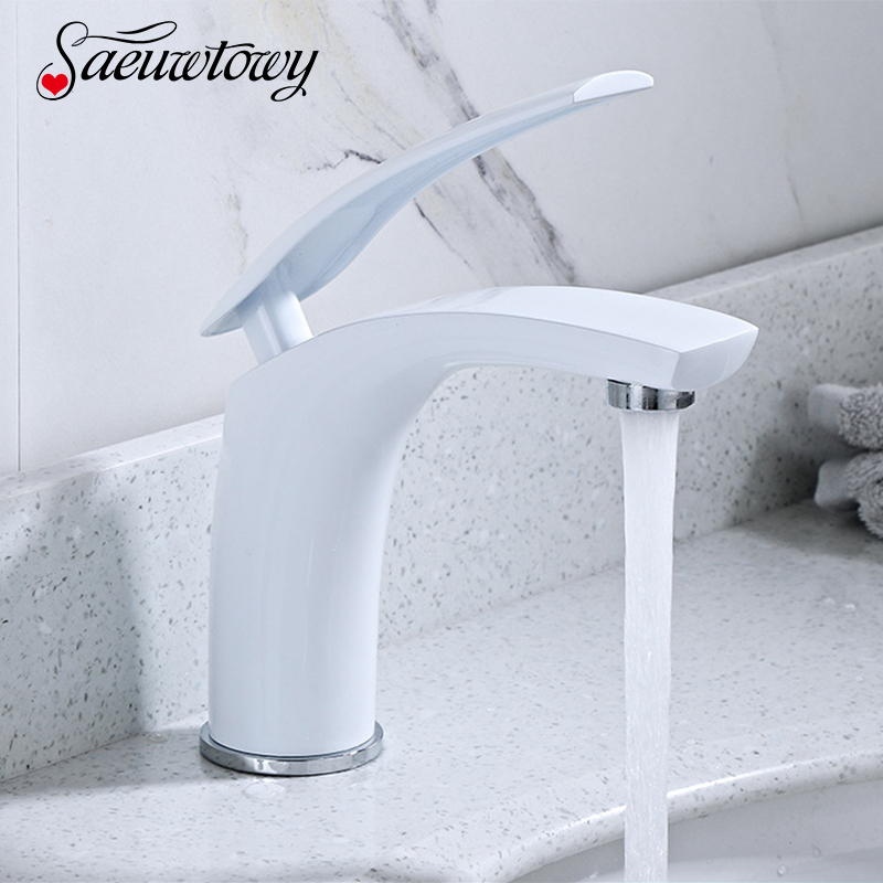 Witte Badkamer Basin Wastafel Kraan Badrandcombinaties Warm Koud Water Mengkraan Enkele Handgreep Europa Stijl Kranen Robinet Crane