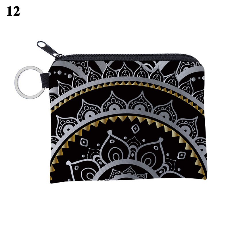 Mini Waterproof Purse Card Holder Wallet Portable Card Bag Multicolor Storage Pouch Key Case Coin Bags Mandala Pattern Pouch: 12