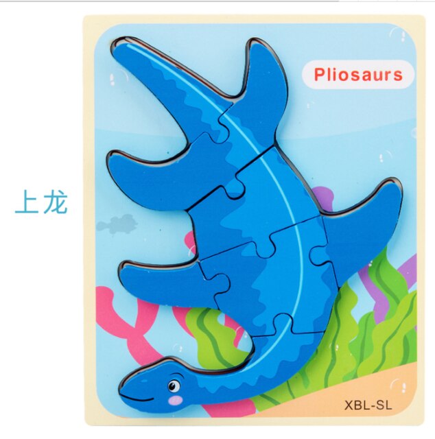 Let'S Make 1PC Montessori Toys Wooden Dinosaur Puzzle Cartoon Early Educational Baby Toy Wood Puzzle Toys: 05