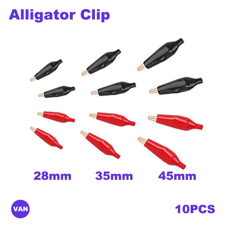 10PCS 28mm/35mm/45mm Metal Alligator Clip Crocodile Electrical Clamp Testing Probe Meter Black Red Plastic Boot Car Auto Battery